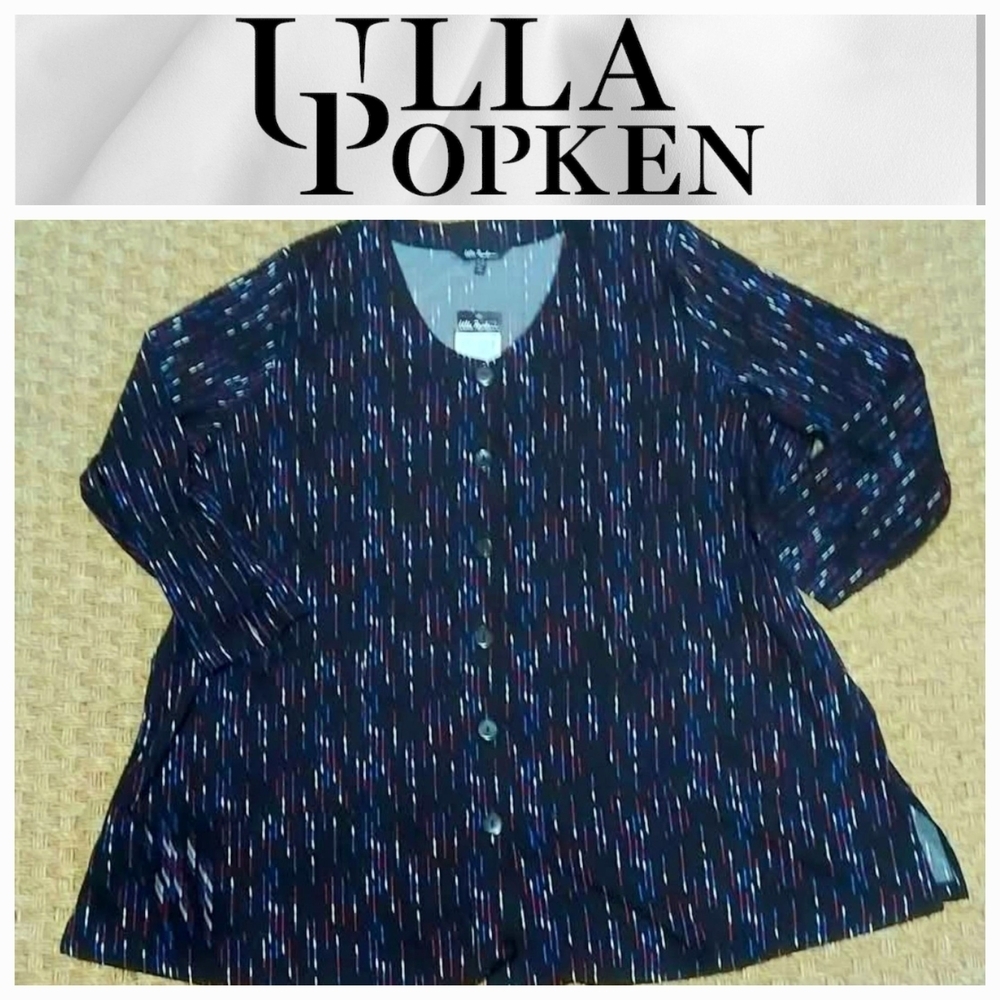 NWT Ulla Popken Multicolor Button-Up Blouse